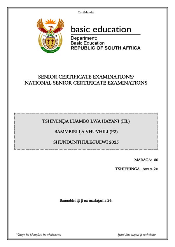 Tshivenda Hl P2