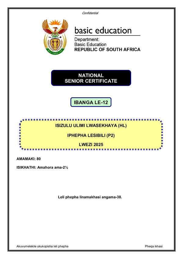 Isizulu Hl P2
