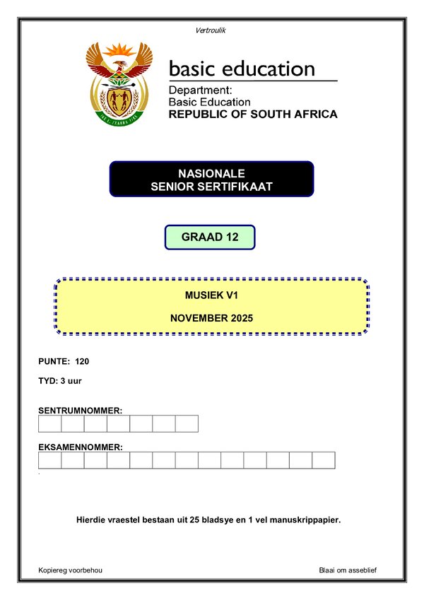 Music Paper 1 (Afrikaans)