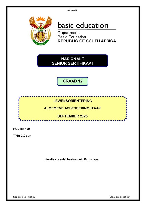 Life Orientation Paper 1 (Afrikaans)