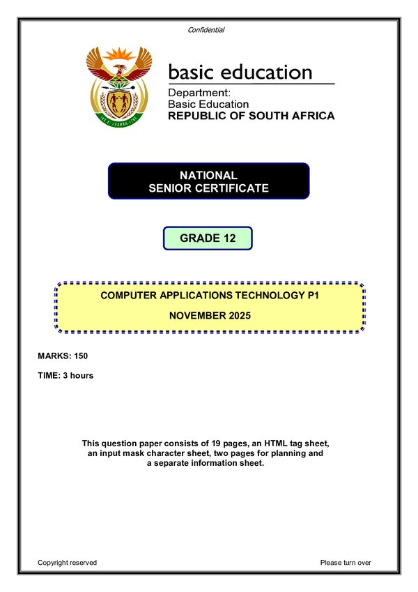 Computer Application Technology Paper 1 (English)
