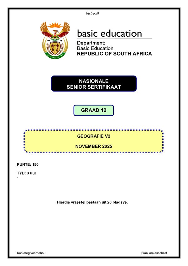 Geography Paper 2 (Afrikaans)