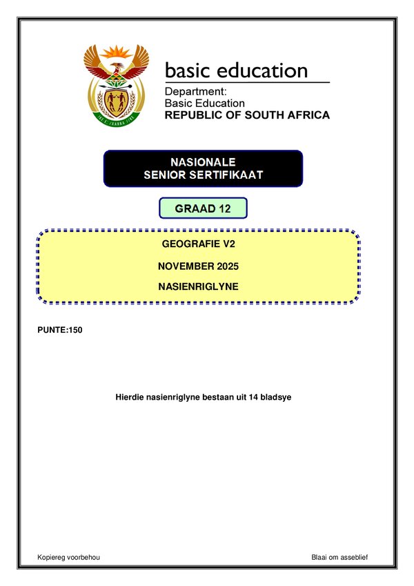 Geography Memo 2 (Afrikaans)