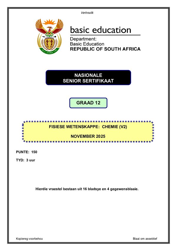 Physical Sciences Paper 2 (Afrikaans)
