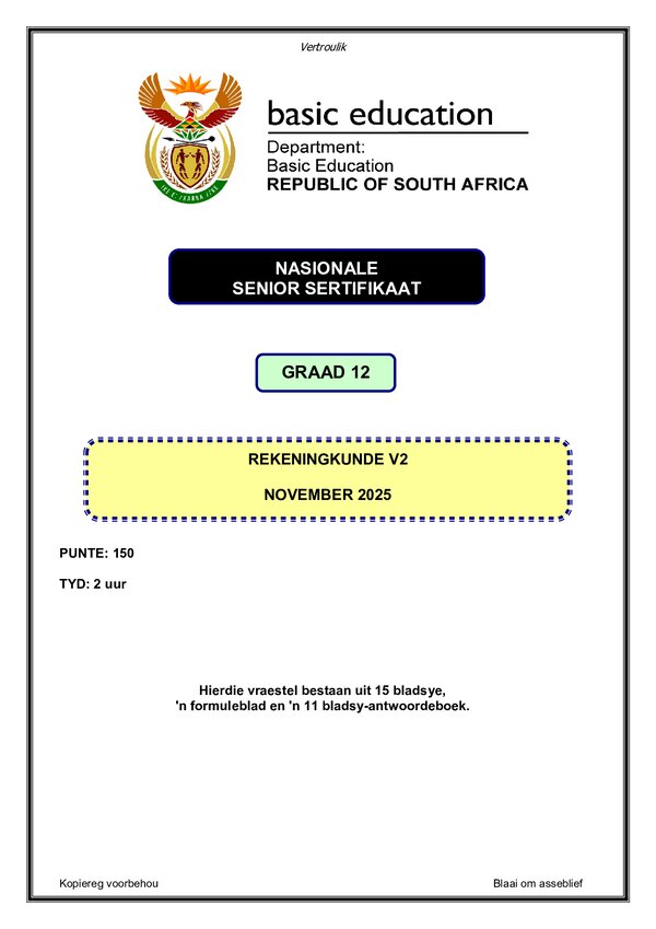 Accounting Paper 2 (Afrikaans)