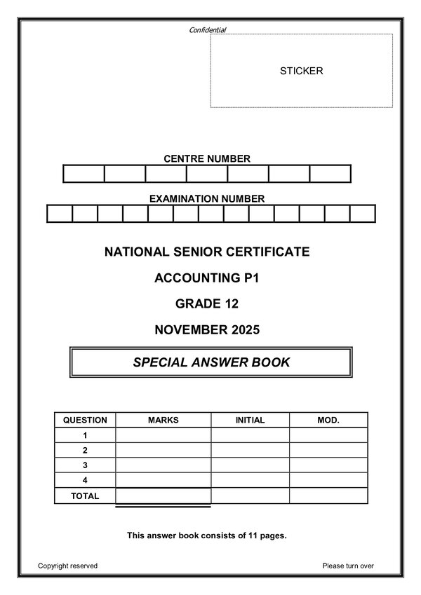 Accounting Paper 1 Answer Book (English)