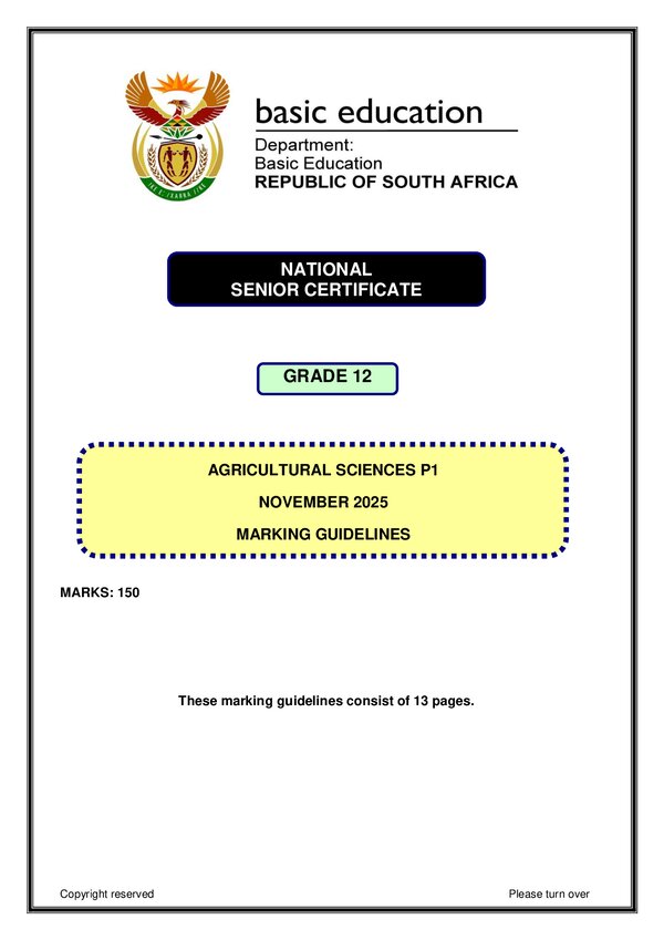 Agricultural Sciences Memo 1 (English)