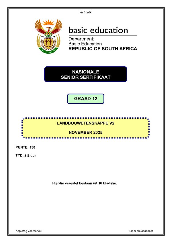 Agricultural Sciences Paper 2 (Afrikaans)