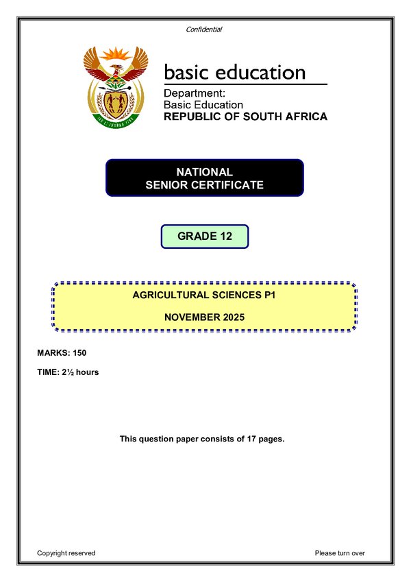 Agricultural Sciences Paper 1 (English)
