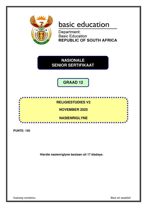 Religion Studies Memo 2 (Afrikaans)