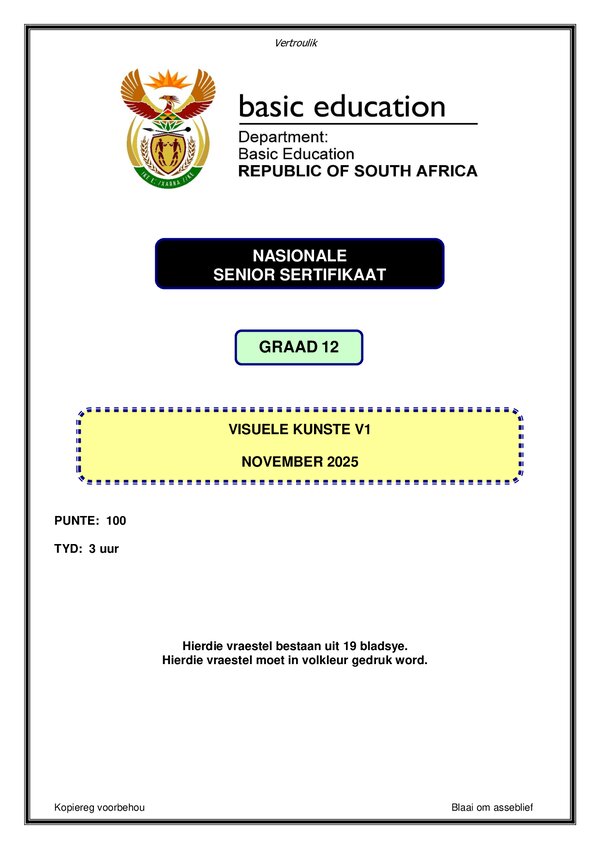 Visual Arts Paper 1 (Afrikaans)