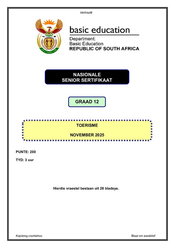 Tourism Paper 1 (Afrikaans)