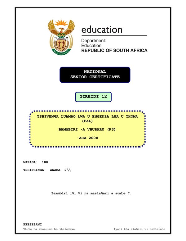 Tshivenda Fal P3