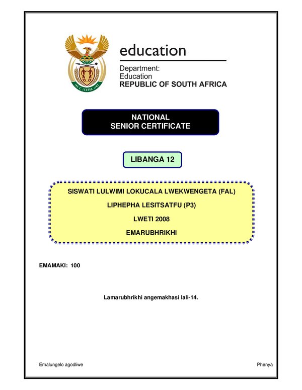 Siswati Fal P3 Memo