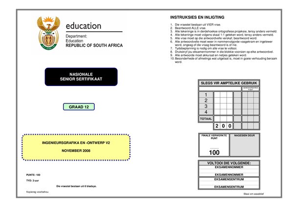 Engineering Graphics And Design P2 Afrikaans