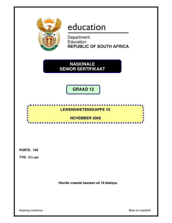 Life Sciences P2 Afrikaans