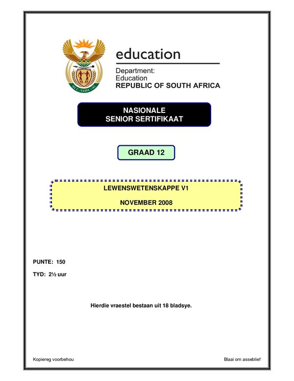 Life Sciences P1 Afrikaans