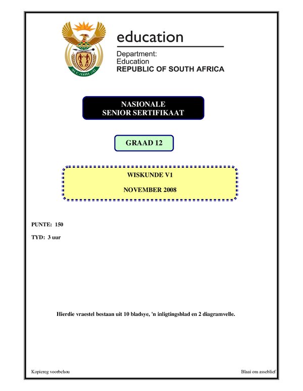 Mathematics P1 Afrikaans