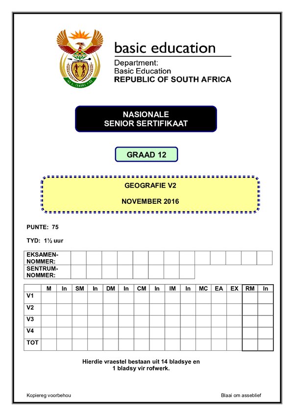 Geography Paper 2 (Afrikaans)