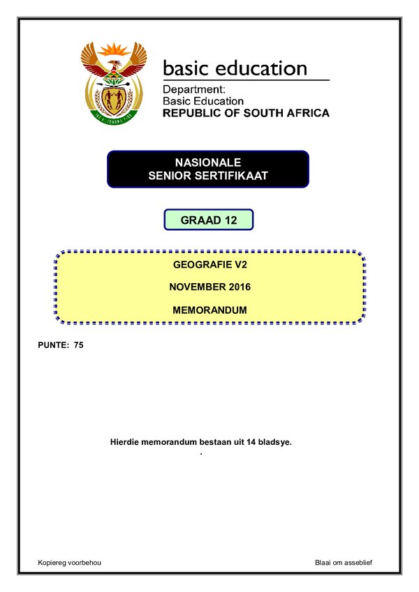 Geography Memo 2 (Afrikaans)