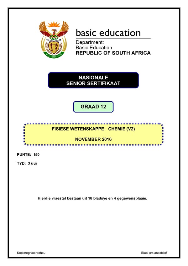 Physical Sciences Paper 2 (Afrikaans)