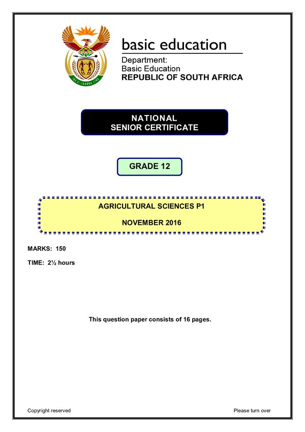 Agricultural Sciences Paper 1 (English)