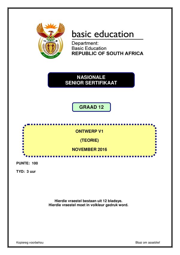 Grade 12 Afrikaans past paper 1980 – Design Paper 1 (Afrikaans)