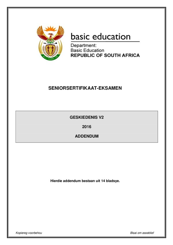 History Paper 2 Addendum (Afrikaans)