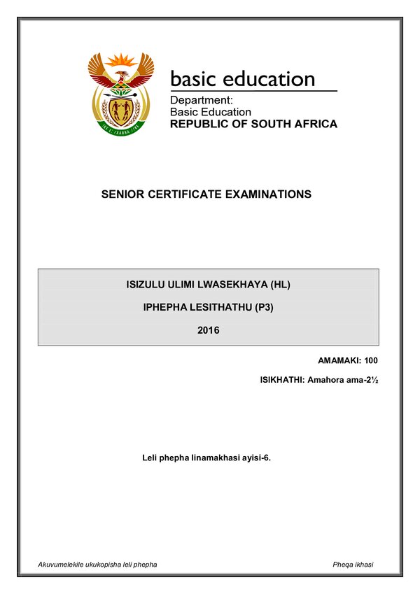 Isizulu Hl P3