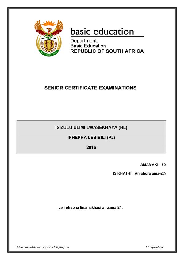 Isizulu Hl P2