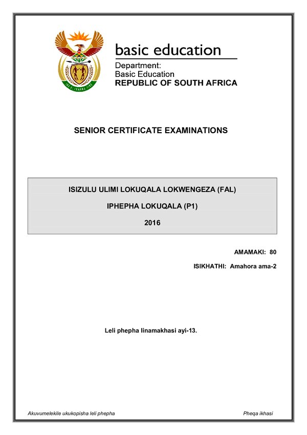 Isizulu Fal P1