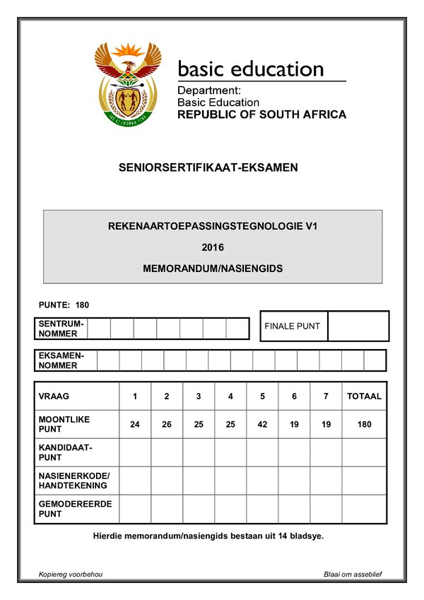 Computer Application Technology Memo 1 (Afrikaans)
