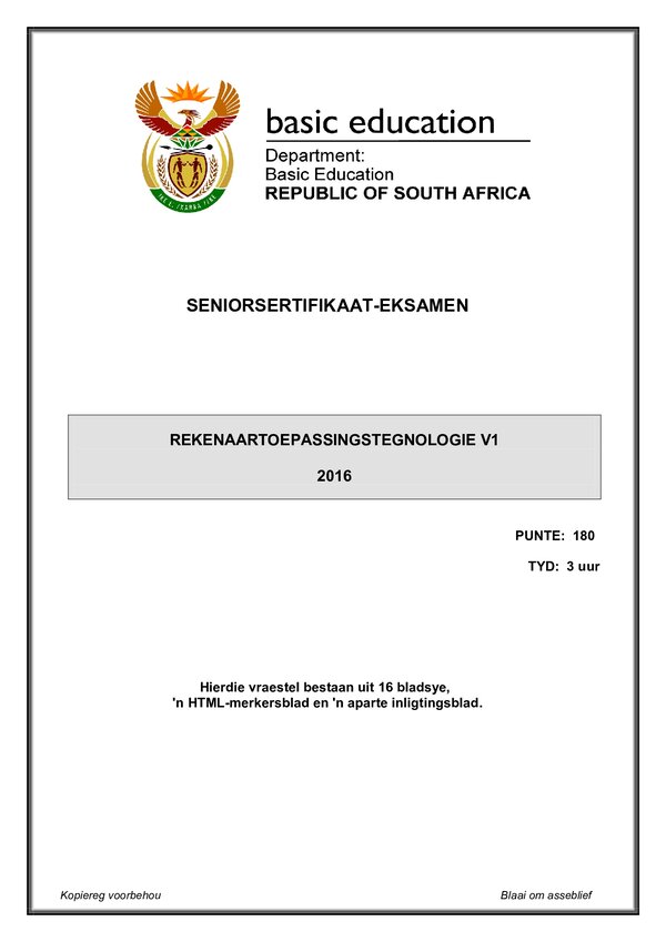 Computer Application Technology Paper 1 (Afrikaans)