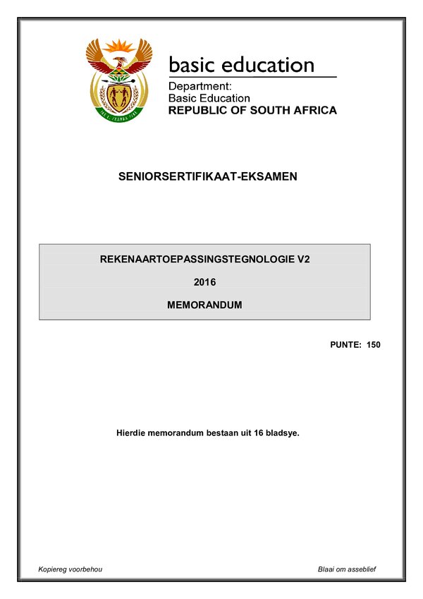 Computer Application Technology Memo 2 (Afrikaans)