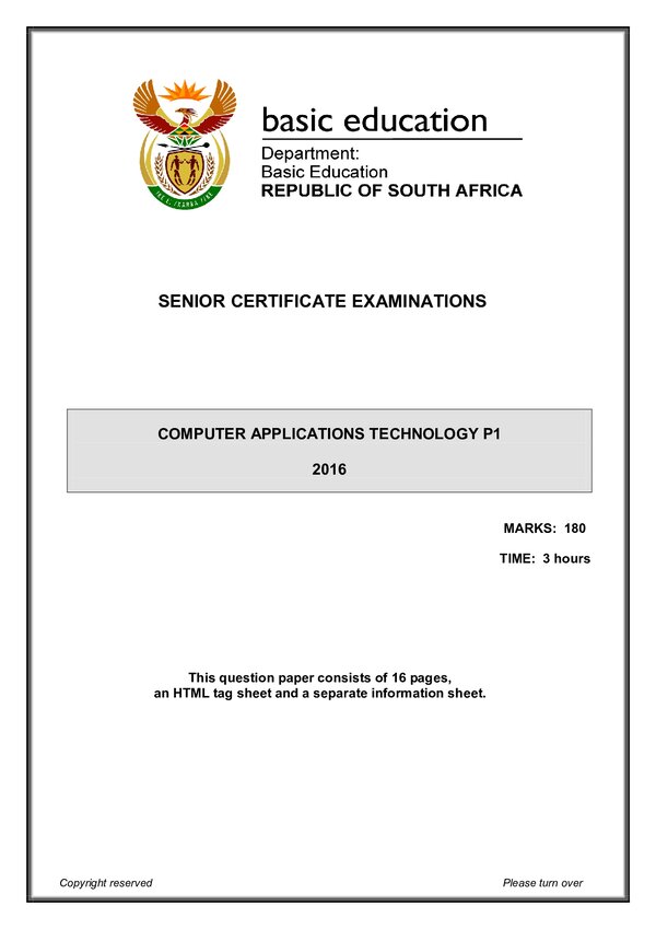 Computer Application Technology Paper 1 (English)