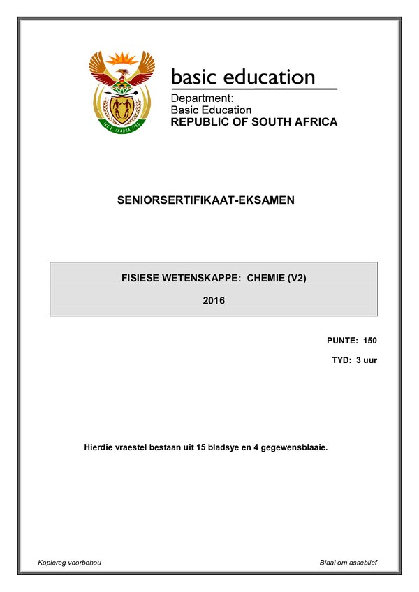 Physical Sciences Paper 2 (Afrikaans)