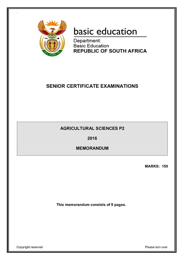 Agricultural Sciences Memo 2 (English)