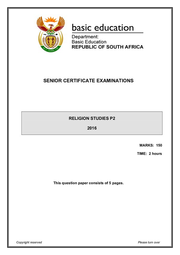 Religion Studies Paper 2 (English)