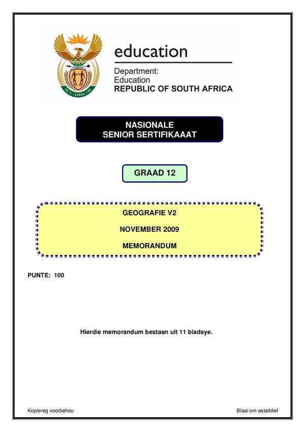 Geography Memo 2 (Afrikaans)