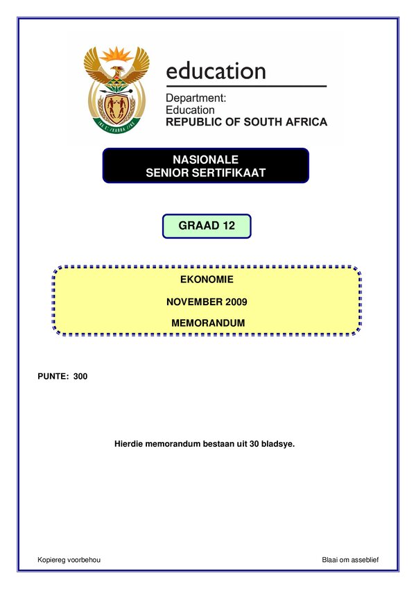 Economics Memo 1 (Afrikaans)