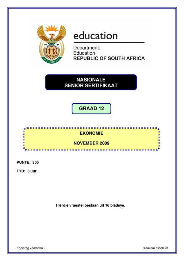 Economics Paper 1 (Afrikaans)