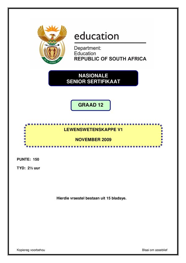 Life Sciences Paper 1 (Afrikaans)