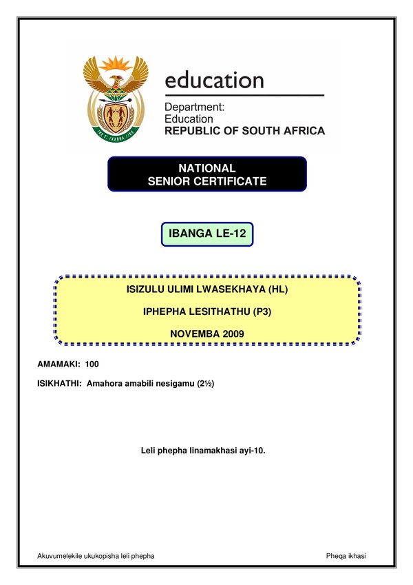 Isizulu Hl P3