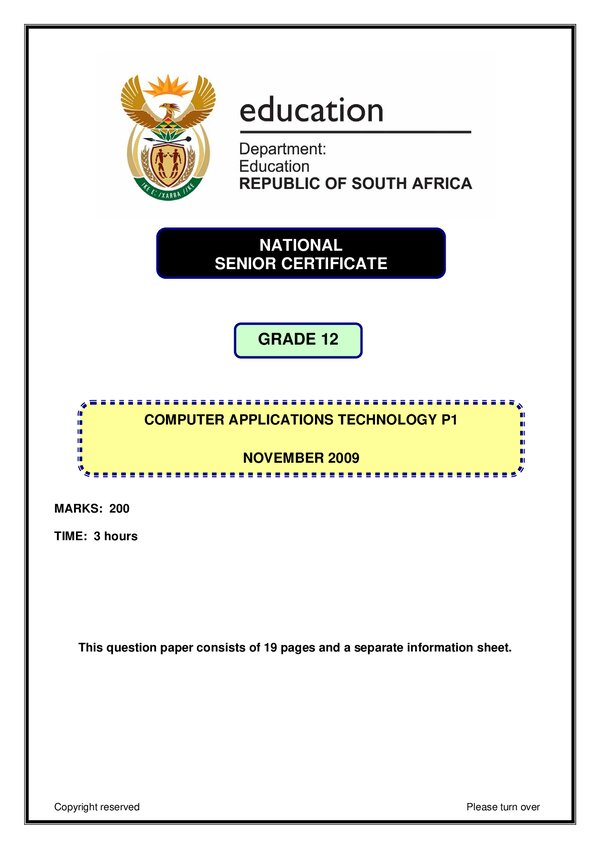 Computer Application Technology Paper 1 (English)