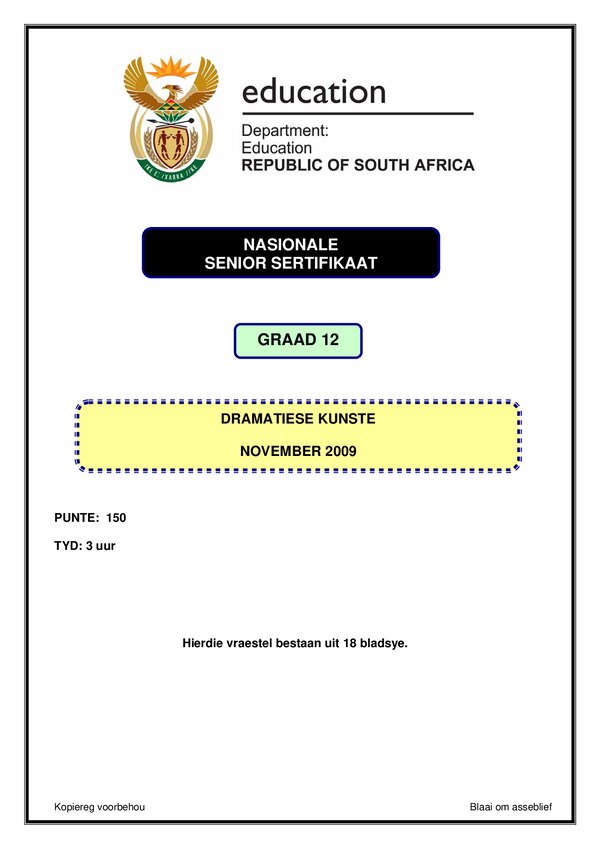 Dramatic Arts Paper 1 (Afrikaans)
