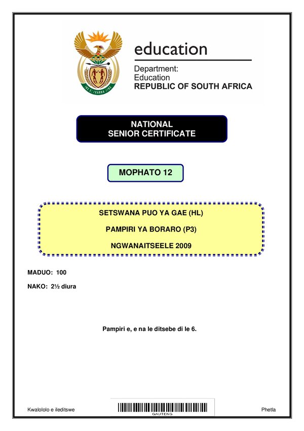 Setswana Hl P3