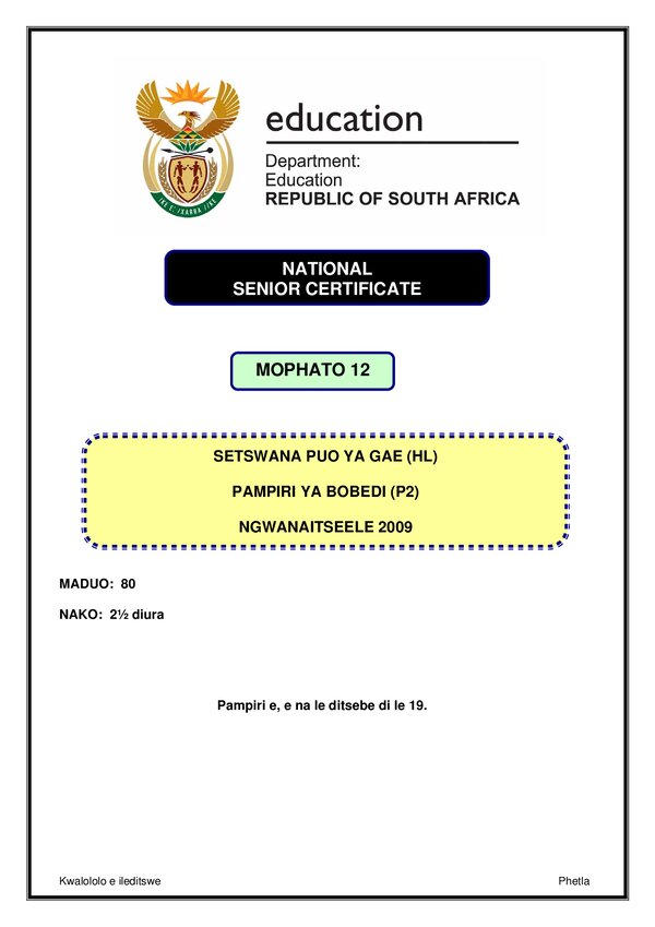 Setswana Hl P2