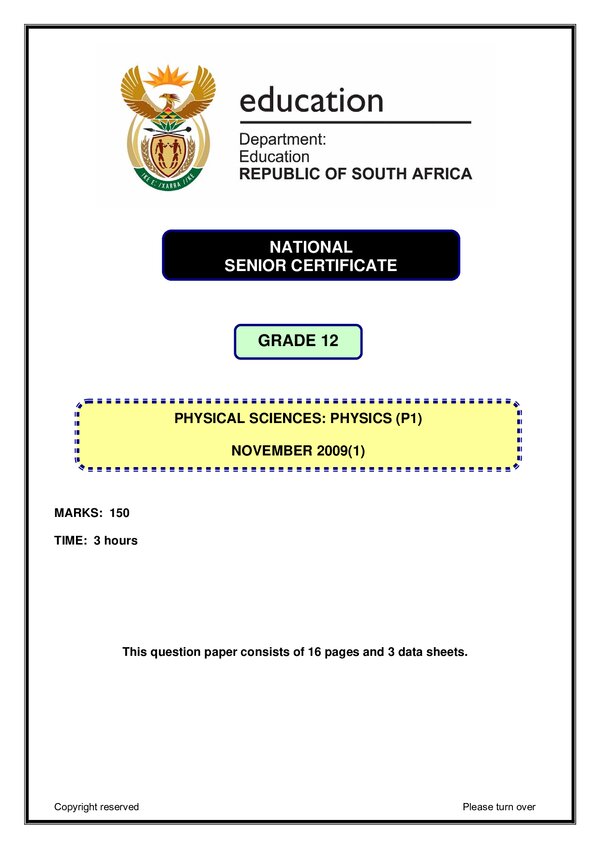 Physical Sciences Paper 1 (English)