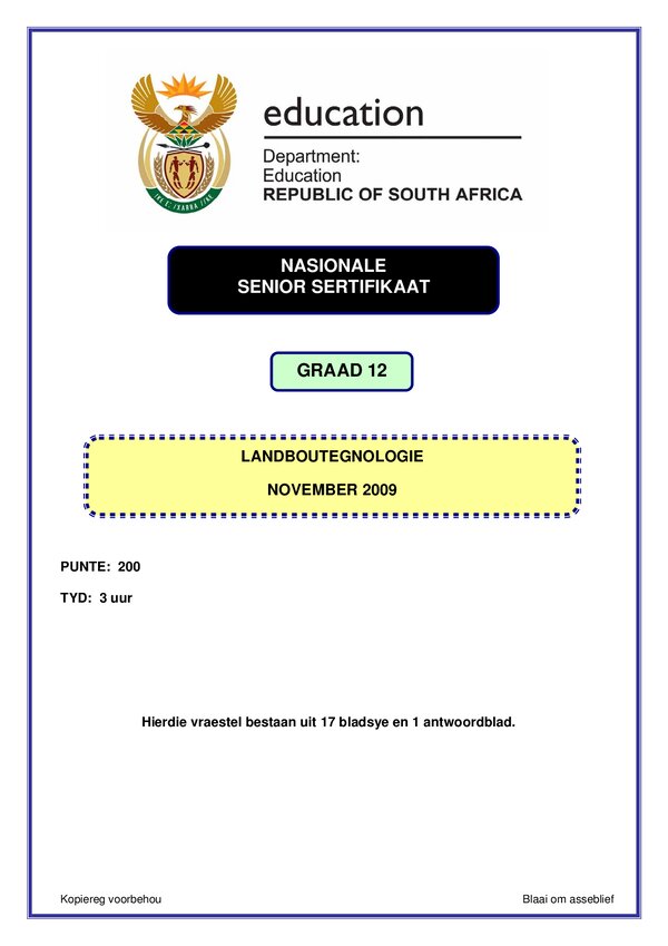 Agricultural Technology Paper 1 (Afrikaans)