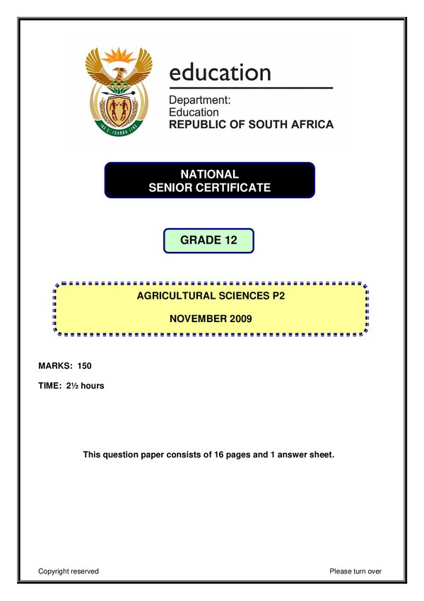 Agricultural Sciences Paper 2 (English)